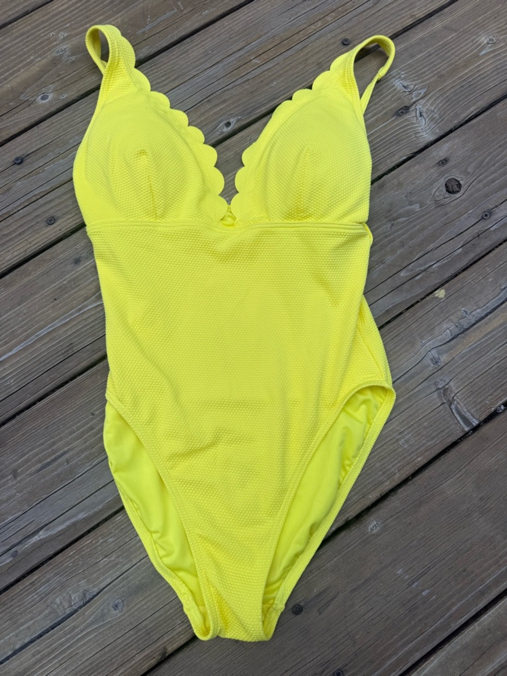 kate spade Bright Yellow Scallop-Trim Kids One-Piece